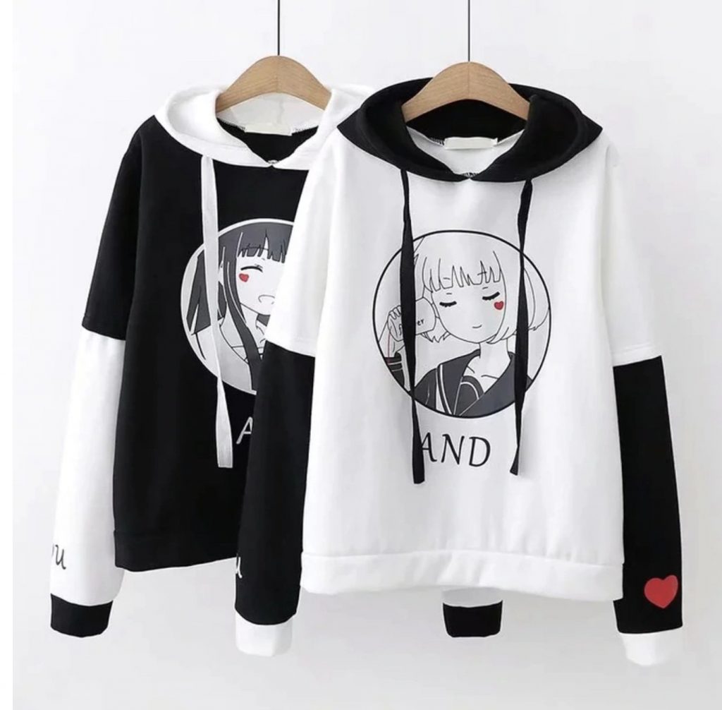 Sweat Anime Girl Noir et Blanc